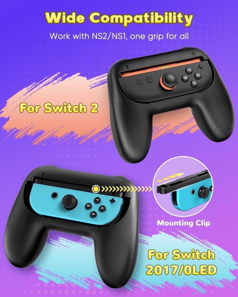 FYOUNG [Both for Switch 2 and 1] Hand Grips for Nintendo Switch 2/Switch Controllers, Comfortable Grip for Joycon 2&for Joy con, Ergonomic Handle Holder for Switch 2 Accessories, Reduces Hand Fatigue - Image 3